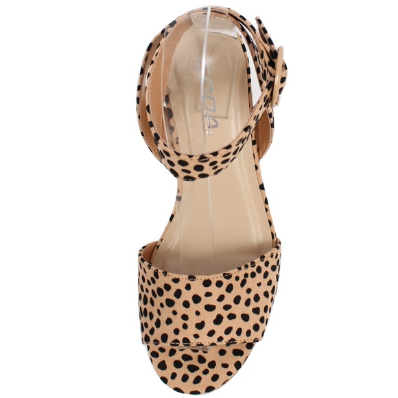 Size 10 Cheetah Open Toe Halter Strap Cork Platfor - Picture 3 of 6